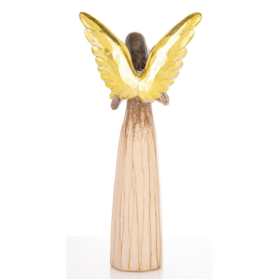 Dekoracja - anioł ze złotymi skrzydłami 34x15,5x8 cm ANGE-2 ze skrzypcami