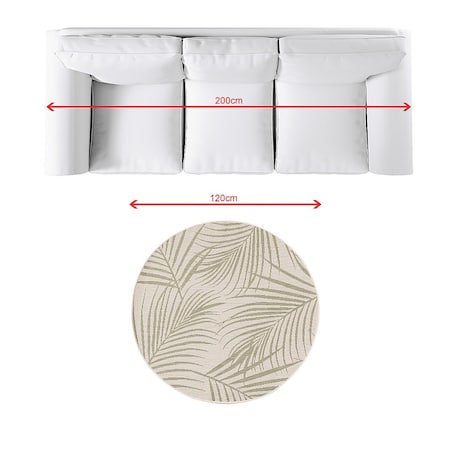 Dywan Lineo beige/jungle green 120cm, ⌀120 cm