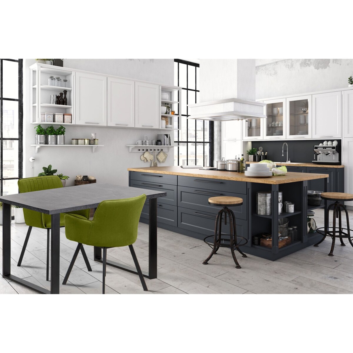 KONSIMO CETO Stół w industrialnym stylu matowy szary