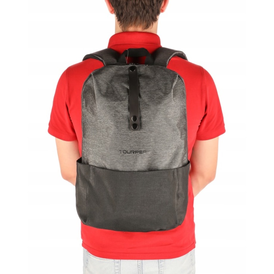 Plecak Czarny / Szary Miejski Podróżny Na Laptop 15,6" Pojemny Do Samolotu