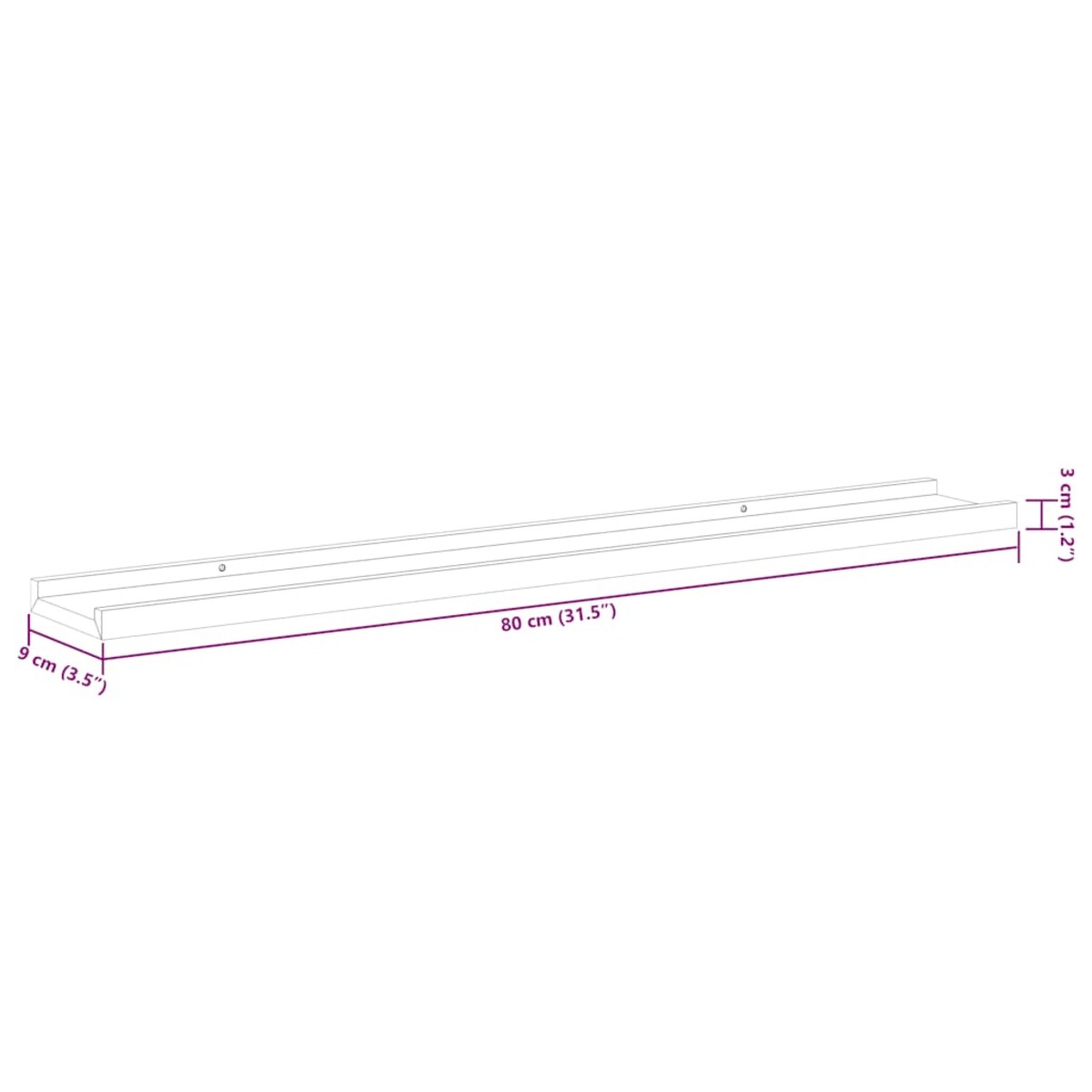 vidaXL Półki ścienne, 2 szt., białe, wysoki połysk, 80x9x3 cm