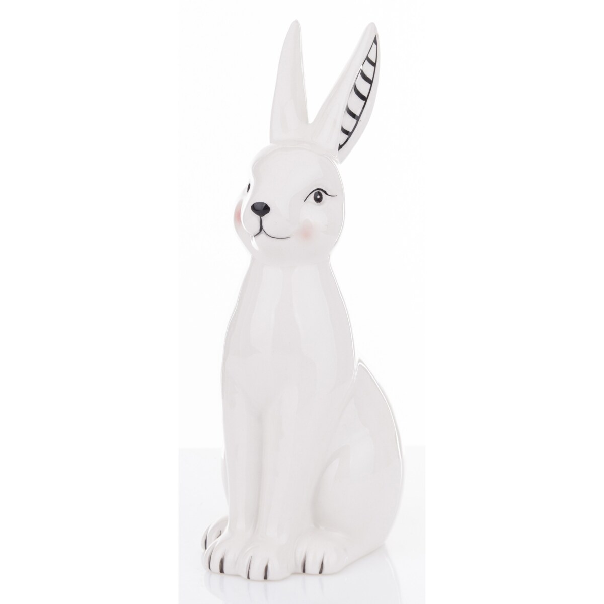 Dekoracja - biały królik z prążkowanym uszkiem 23x9x11 cm