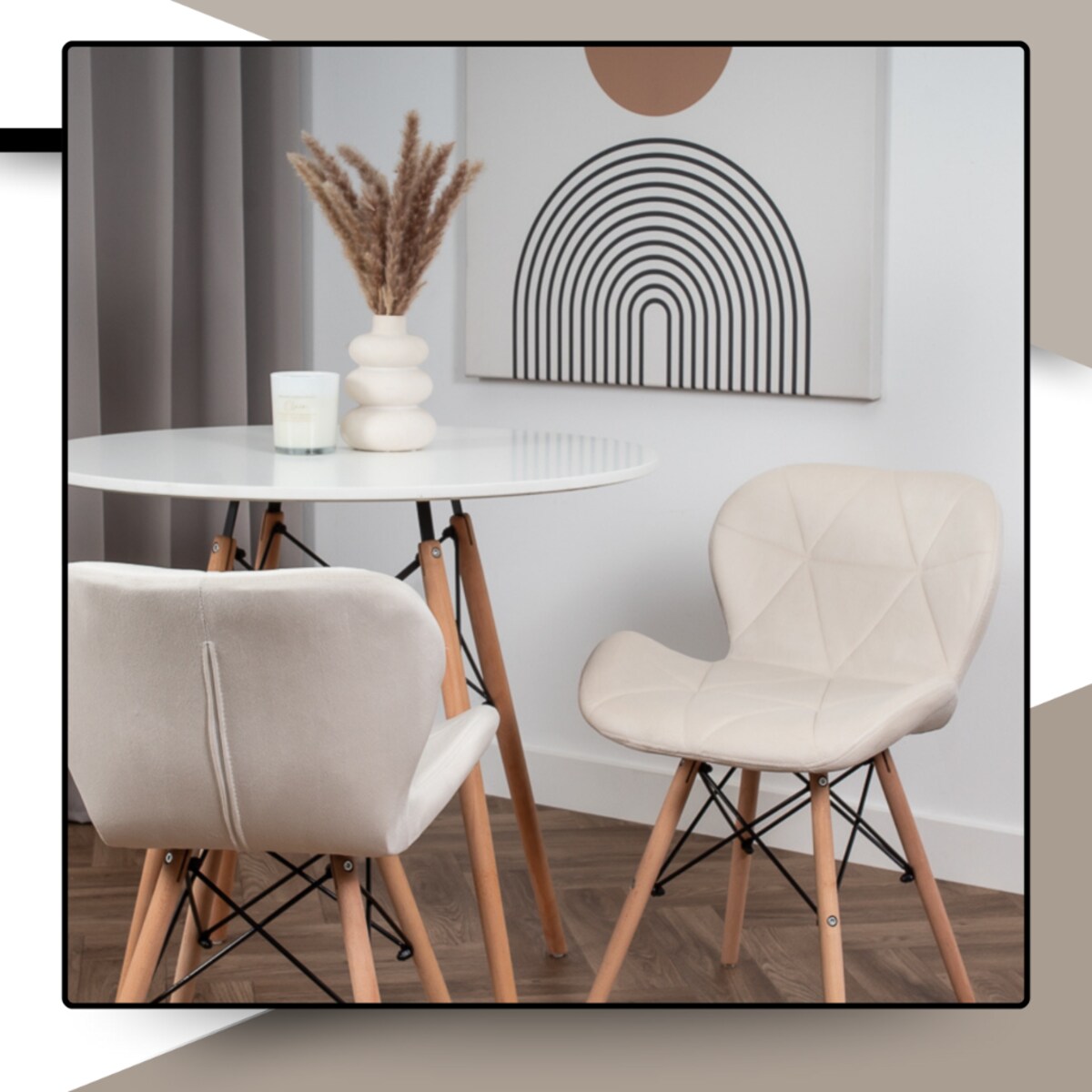 Krzesło Tapicerowane Welurowe Do Jadalni Salonu Pikowane Skandynawskie