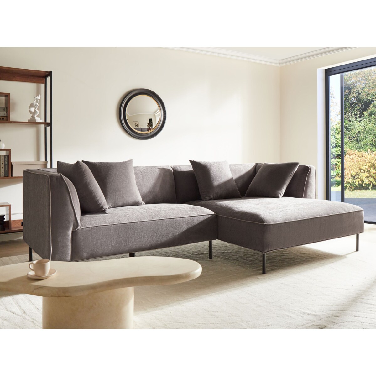 Narożnik dla 3 osób SATER Szenil Beżowoszary Lewostronny