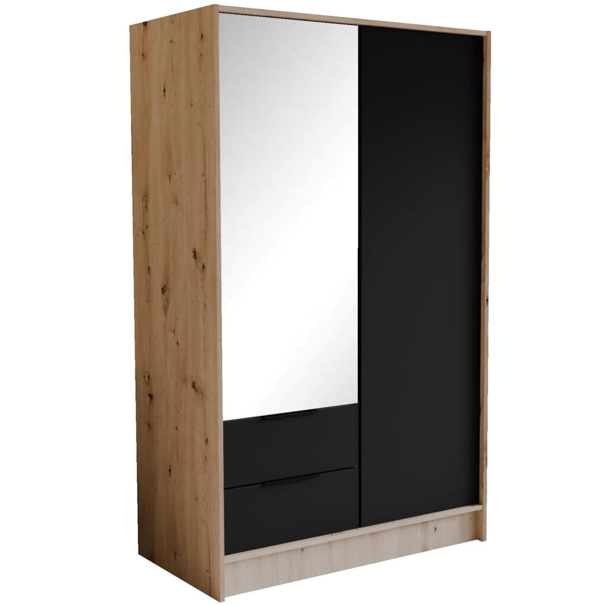 Szafa NIKOLA 103 z lustrem i regulowanymi półkami - sonoma+czarny front