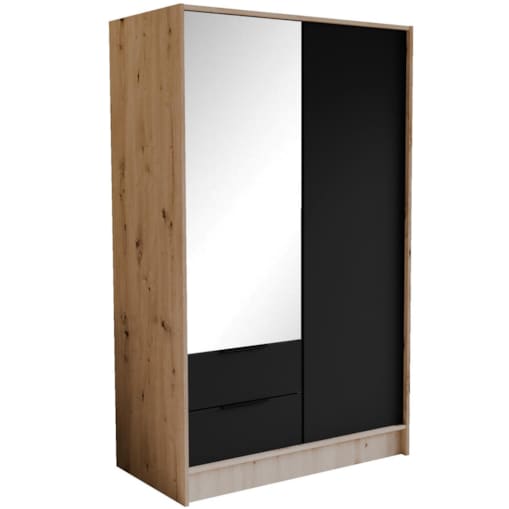 Szafa NIKOLA 103 z lustrem i regulowanymi półkami - sonoma+czarny front