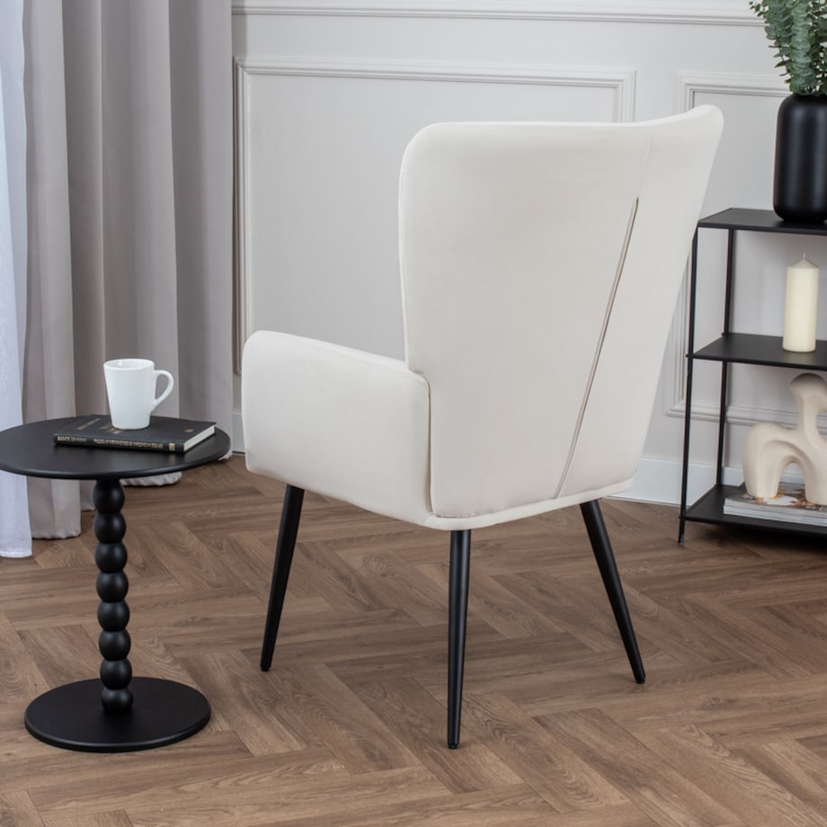 Foteldo salonu wypoczynkowy uszak beżowy welurowy wygodny tapicerowany