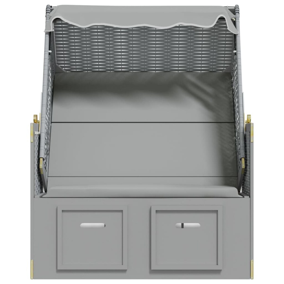 vidaXL Kosz plażowy z zadaszeniem, rattan PE i lite drewno, szary