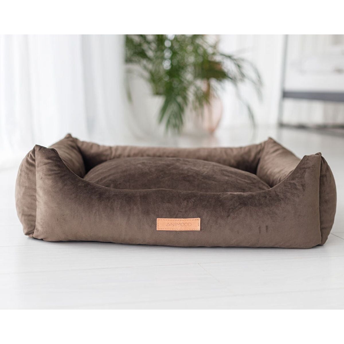 Animood Legowisko Alex rozmiar: L, kolor: brązowy, materiał: welur