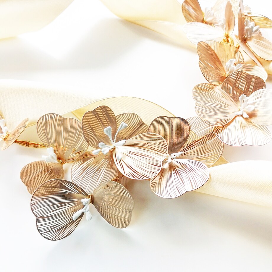 Kwiatowa gałązka złota, rose gold- modern boho