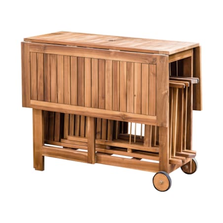 Zestaw ogrodowy dla 4 osób FRASSINE z parasolem (12 opcji do wyboru) Drewno akacjowe Naturalny