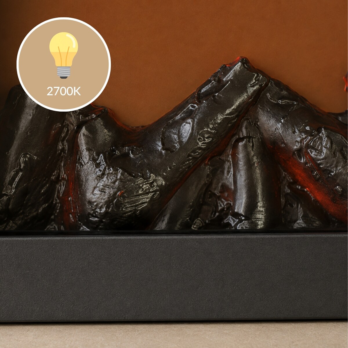 Kominek dekoracyjny LED, metalowy, 10 x 57 x 25 cm, kolor czarny