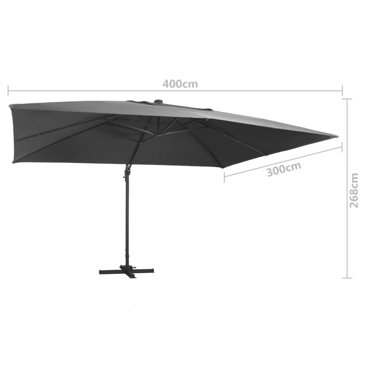 vidaXL Parasol z LED i aluminiowym słupkiem, 400x300 cm, antracytowy