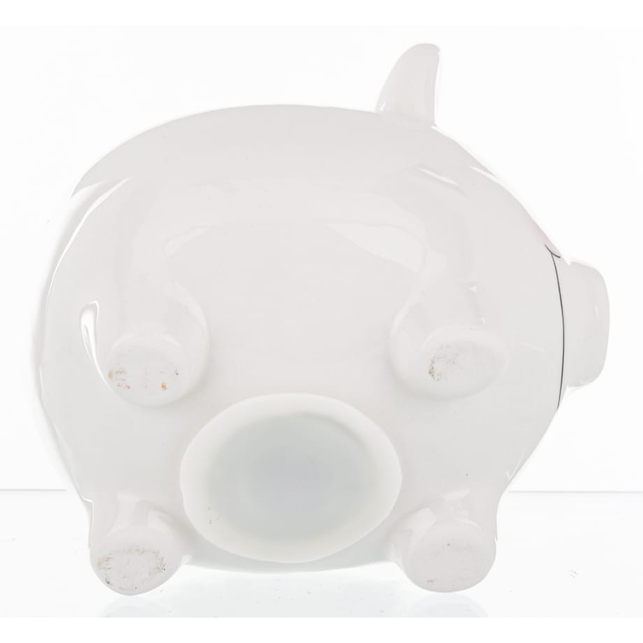 Skarbonka ceramiczna - 10,5x9,5x12,5 cm świnka PIGGY biała