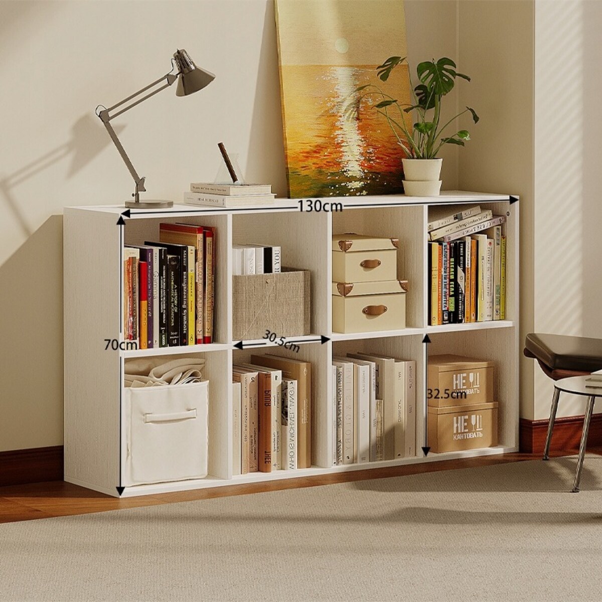 Regał otwarty komoda kostka 4x2 pojemny biały loft biurowy nowoczesny 130cm