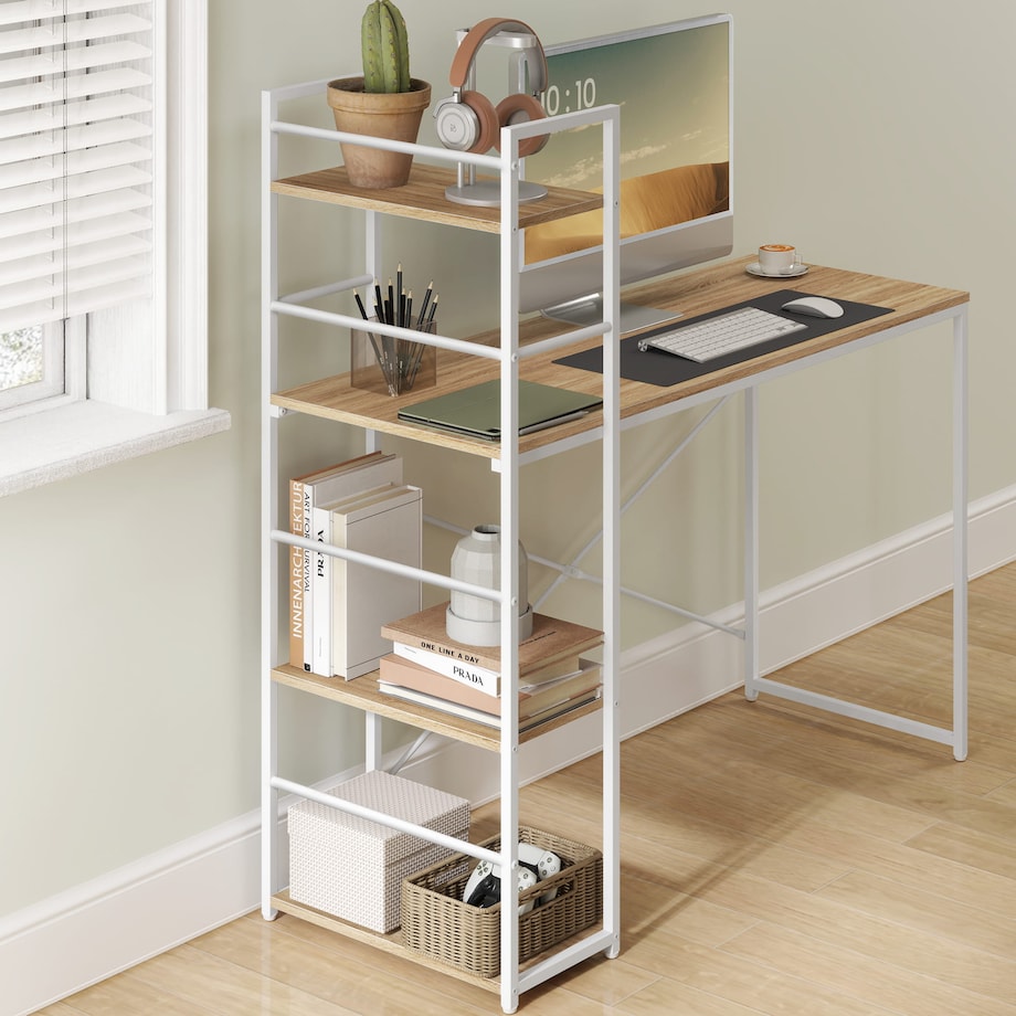 Biurko Komputerowe Max 4.0 Dąb Sonoma, Biały