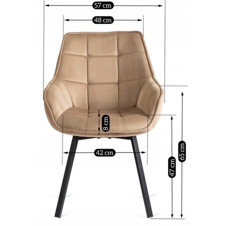 Krzesło Tapicerowane Do Jadalni Kuchni Salonu Obrotowe 360 Beżowe LUNA