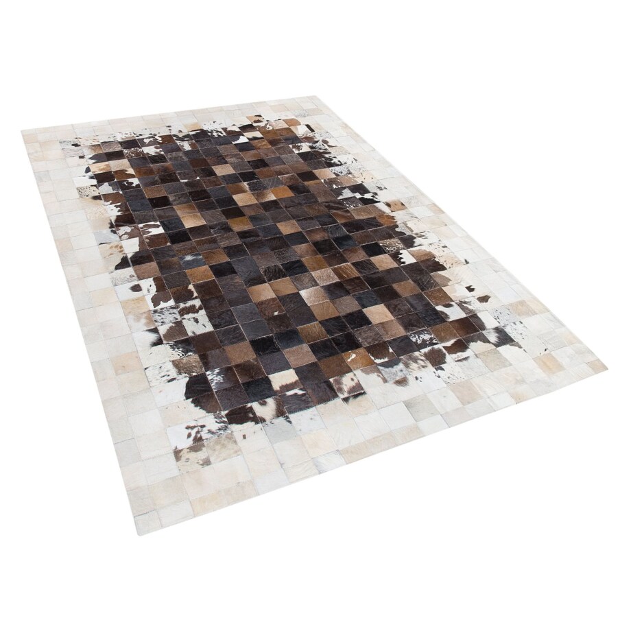 Dywan patchwork skórzany 140 x 200 cm brązowo-beżowy OKCULU