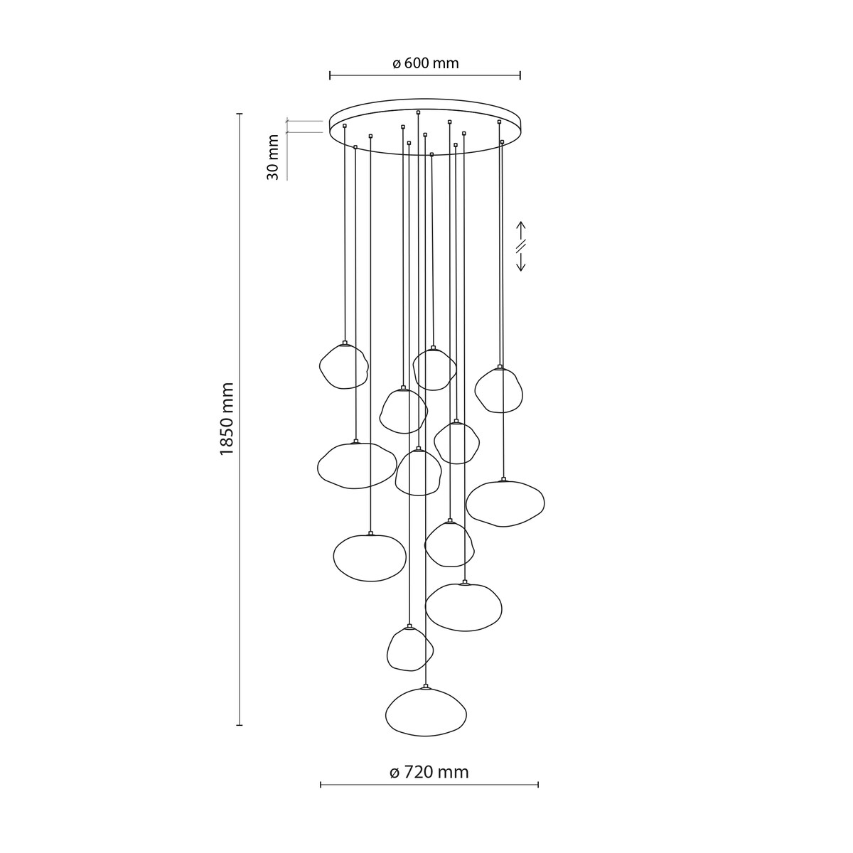 Lampa Wisząca Na Kole Tk Lighting Nebia Brązowa Tytan Kaskada 13Xg9 Koniakowe Klosze Nieregularne Szkło