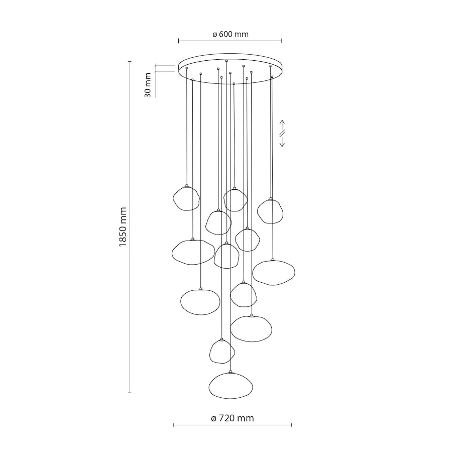 Lampa Wisząca Na Kole Tk Lighting Nebia Brązowa Tytan Kaskada 13Xg9 Koniakowe Klosze Nieregularne Szkło