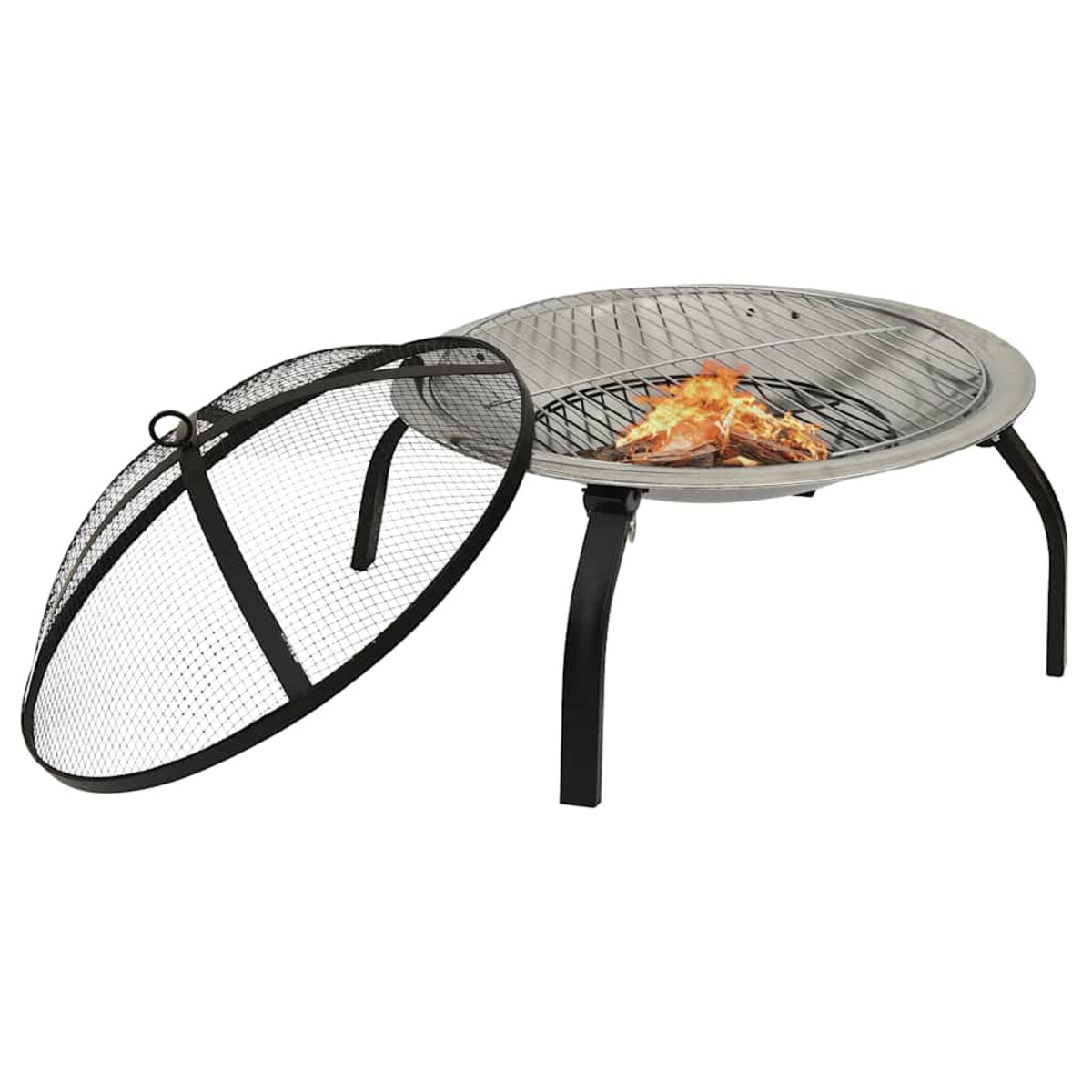 vidaXL Palenisko i grill 2-w-1, z pogrzebaczem, 56x56x49 cm, stal