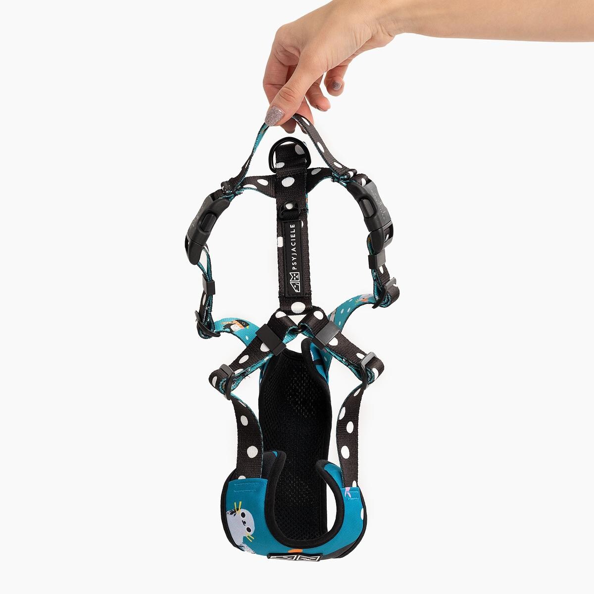 Szelki bezuciskowe dla psa lub kota "Łot de fok?" - Szerokość taśmy: 15mm, Rozmiar: XS