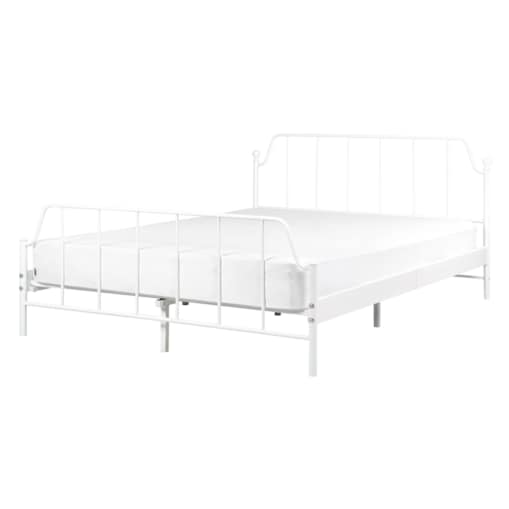 Łóżko metalowe 140 x 200 cm białe MAURESSAC