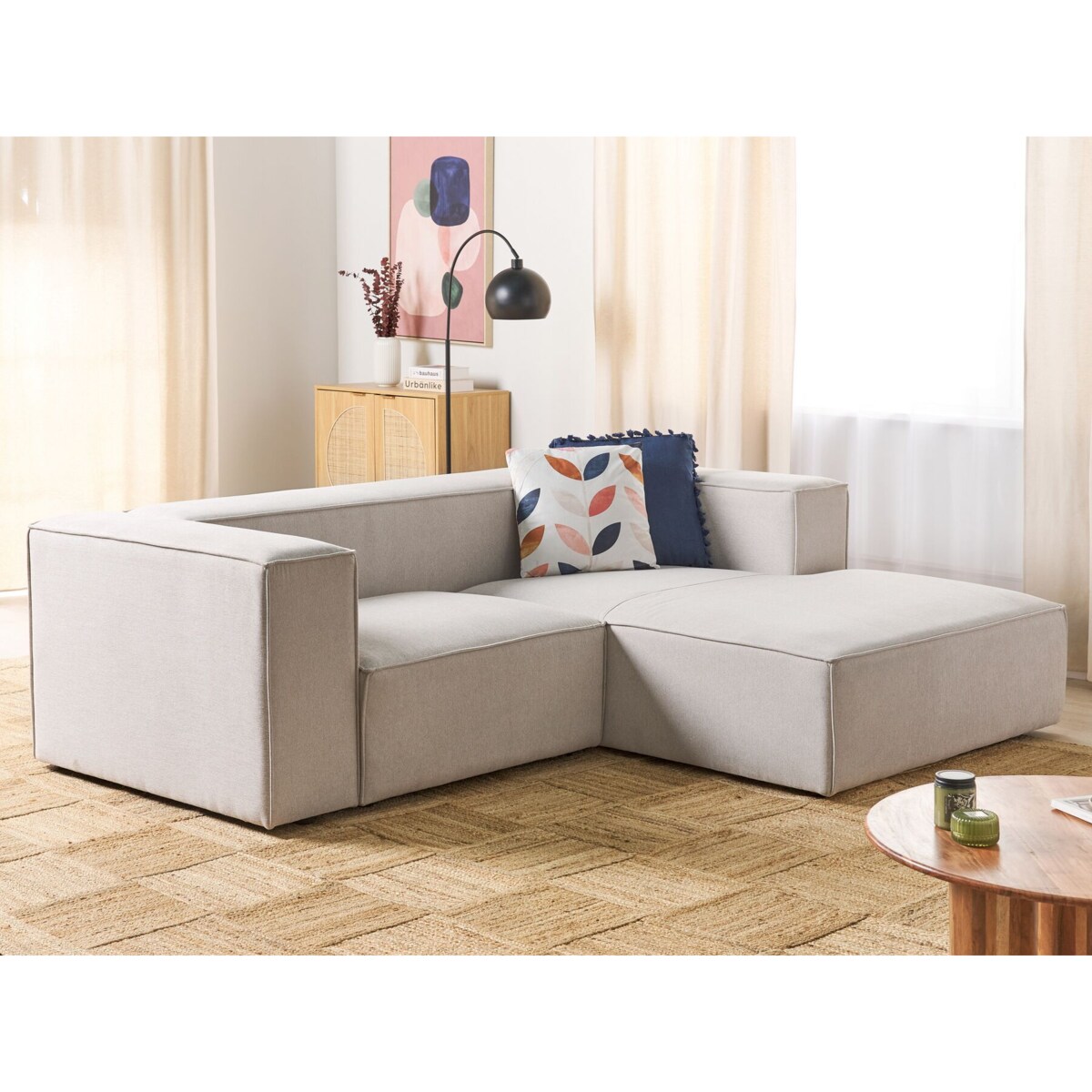 Narożnik 2-osobowy lewostronny beżowy VERNON