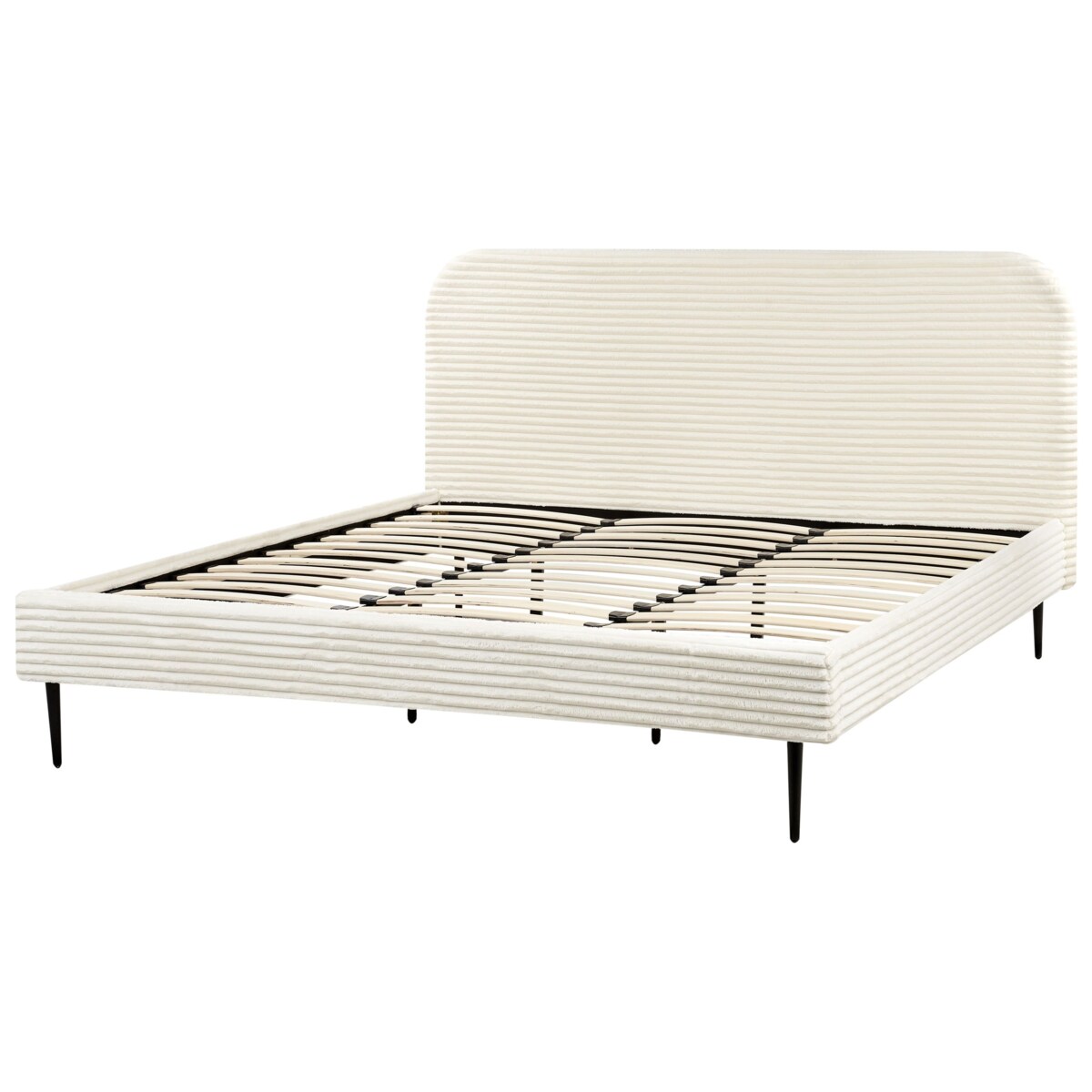 Łóżko Sztruks FLAYAT 180 x 200 cm Złamana biel