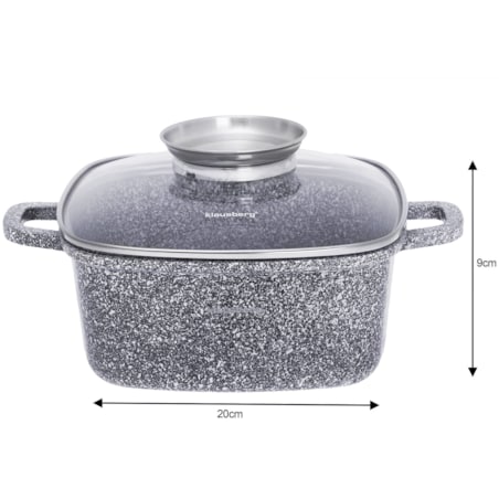 Garnek z powłoką marmurową kwadratowy marmurkowy szary indukcja gaz 2.8L 20cm KLAUSBERG