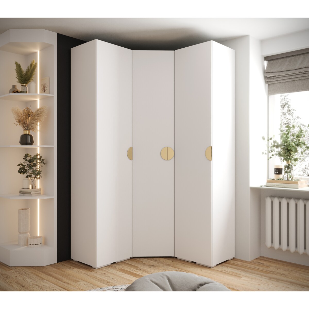 Garderoba wysoka do przedpokoju INOVA 4 Z4 biały+złoty