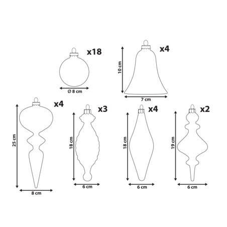 Zestaw 35 bombek FROSTING Szkło Kolorowy