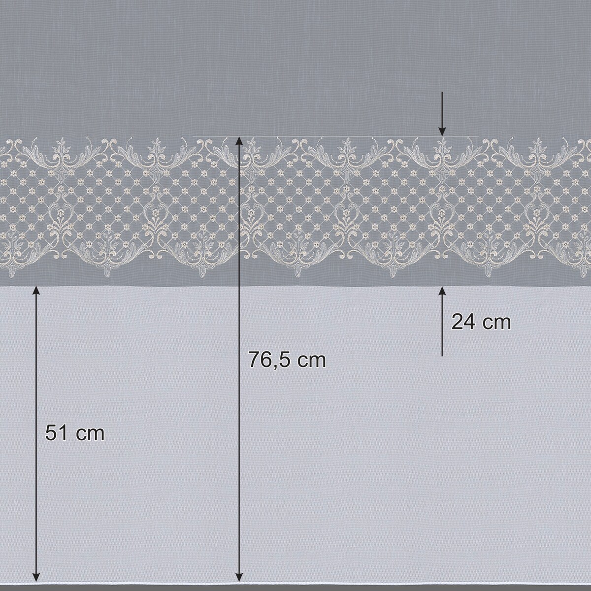 Firana na taśmie 300x245 biały ze złotym wzorem