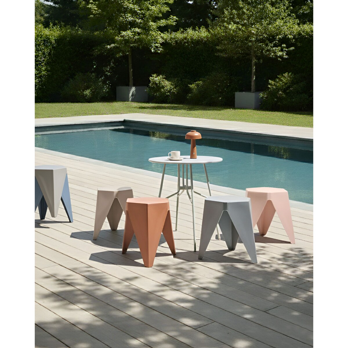 Zestaw 4 stołków ogrodowych KARAVOS Kolorowy