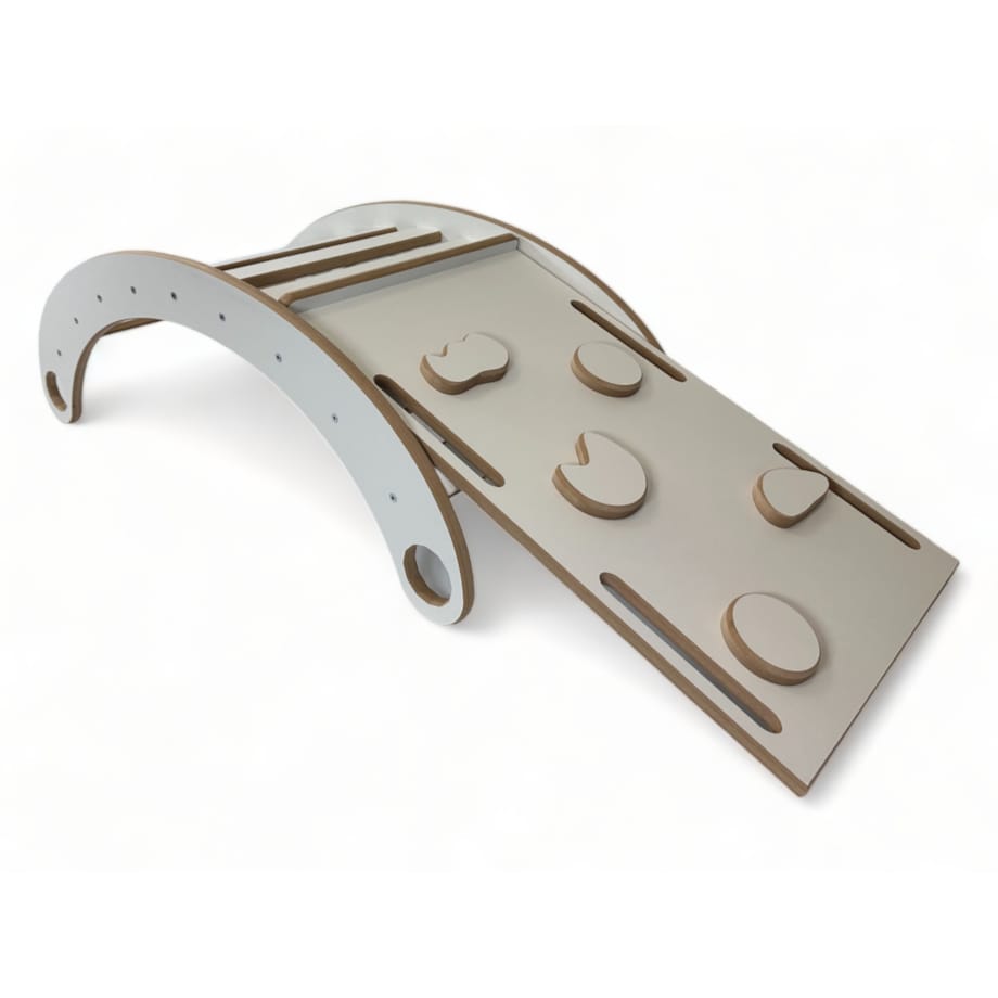 Bujak Montessori DREWNIANY + Zjeżdżalnia + Ścianka + Poduszka welurowa CE