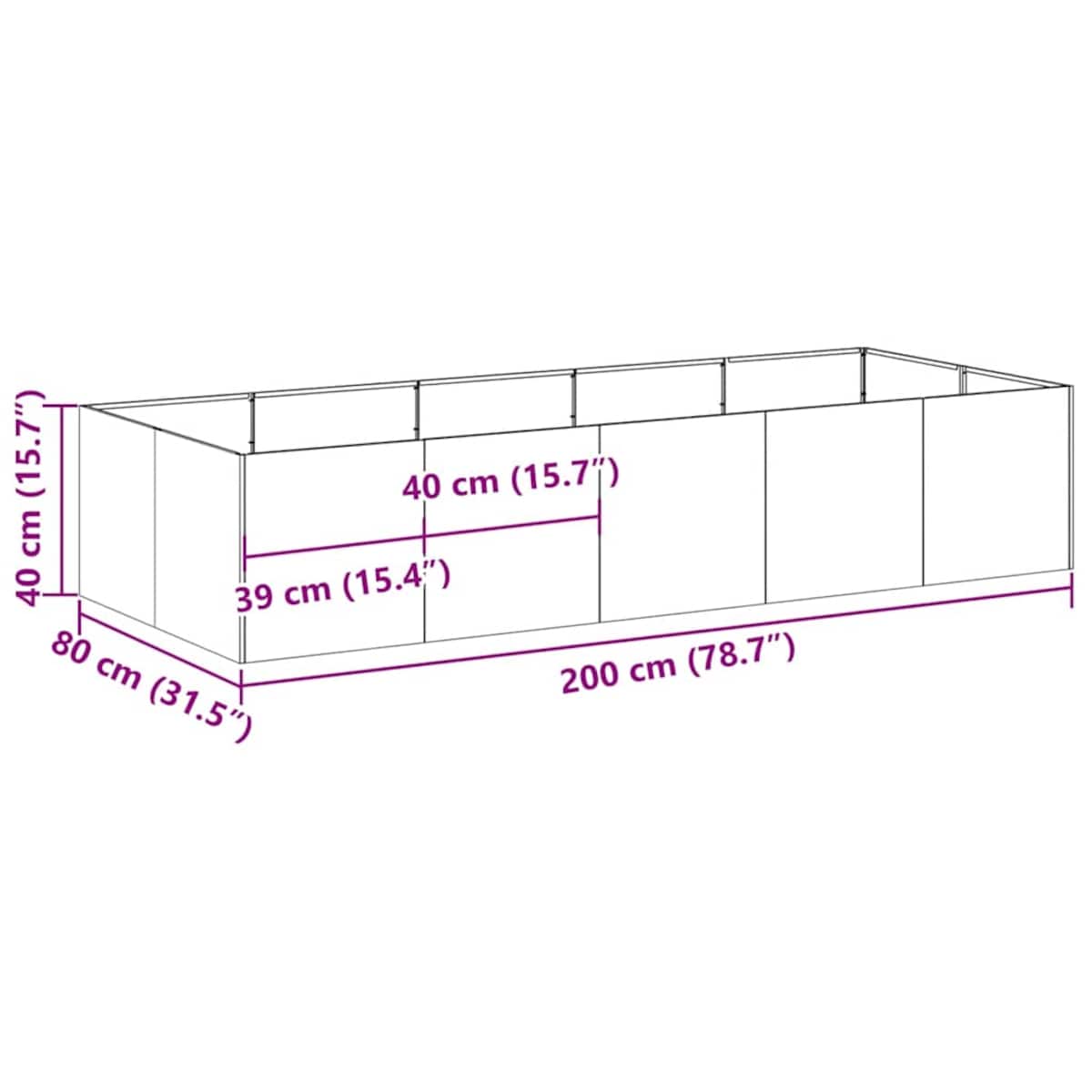 vidaXL Doniczka Antracyt 200x80x40 cm Stal
