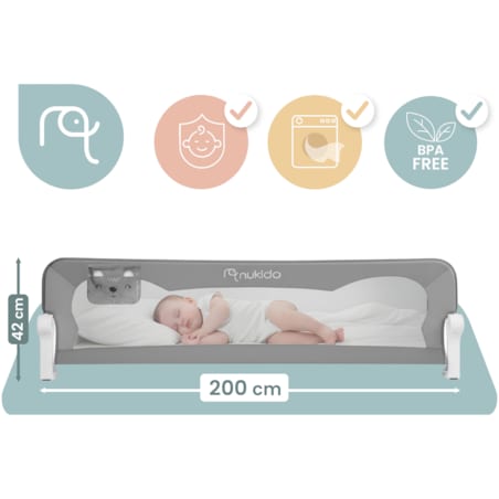 Barierka ochronna do łóżka Nukido zabezpieczająca bramka 200 cm 722900