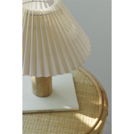 Lampa stołowa z drewna kauczukowego Plisse 50 cm