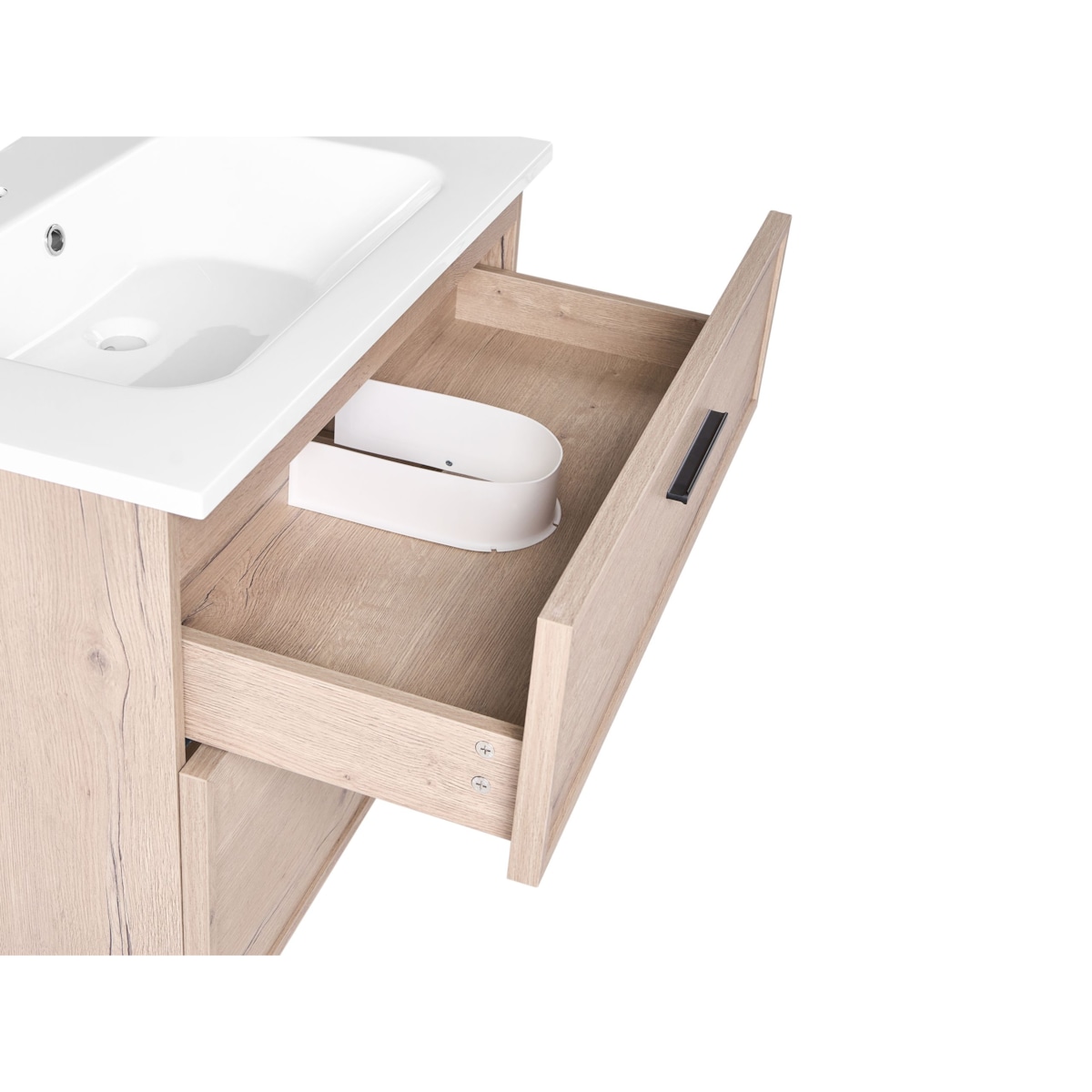 Szafka łazienkowa wisząca z umywalką YELCHO 80 cm Jasnobrązowy