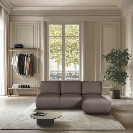 Mirel Sofa narożna prawa bez podłokietników brązowa