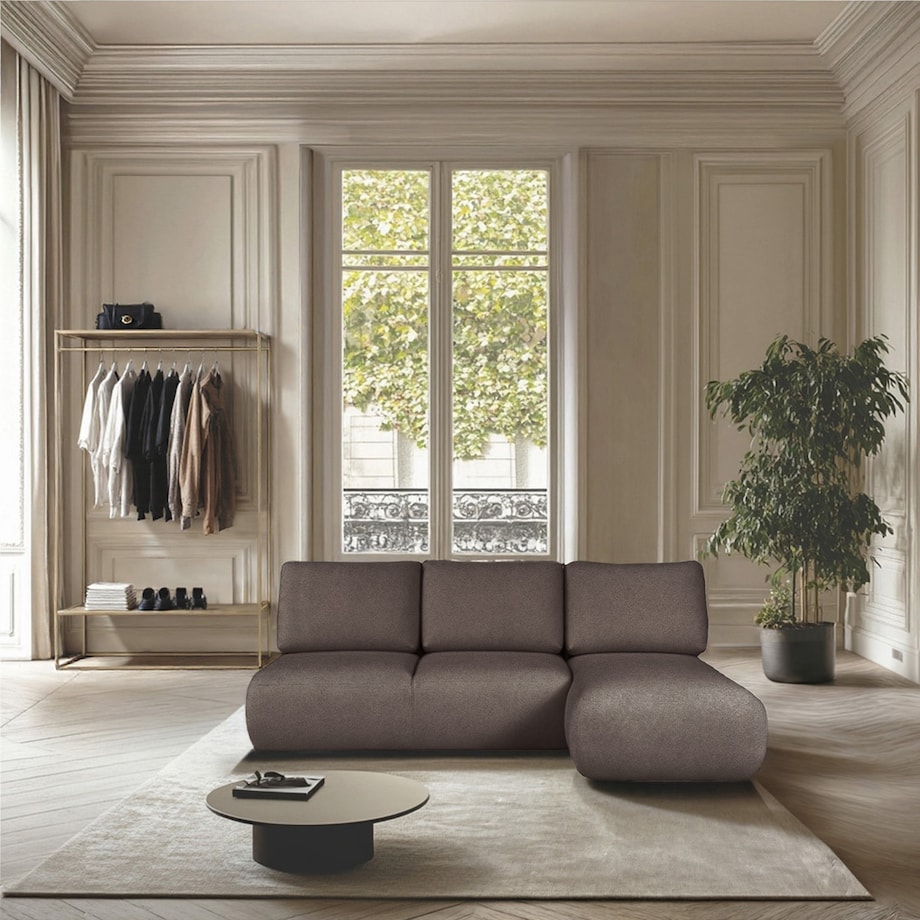 Mirel Sofa narożna prawa bez podłokietników brązowa