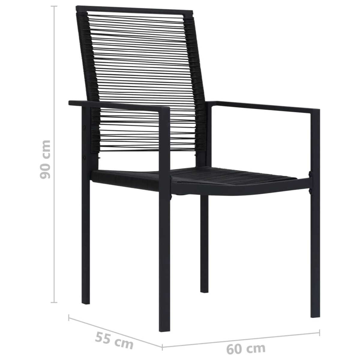 vidaXL Krzesła ogrodowe, 2 szt., rattan PVC, czarne