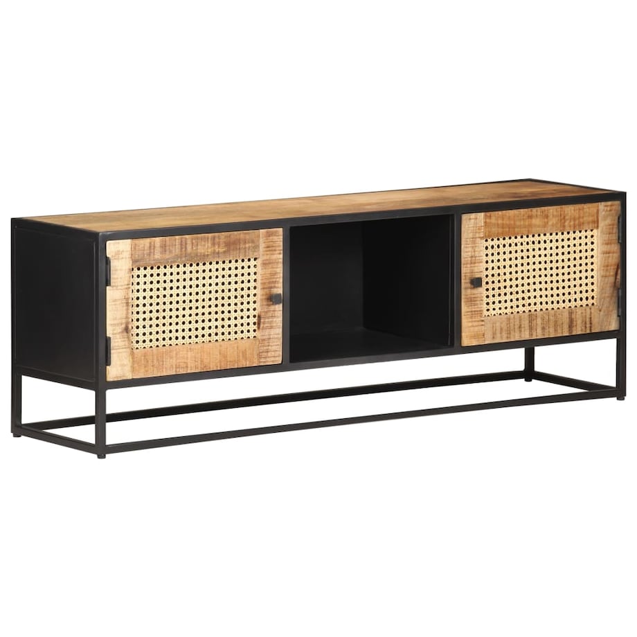 vidaXL Szafka pod TV, 120x30x40 cm, drewno mango i naturalna trzcina