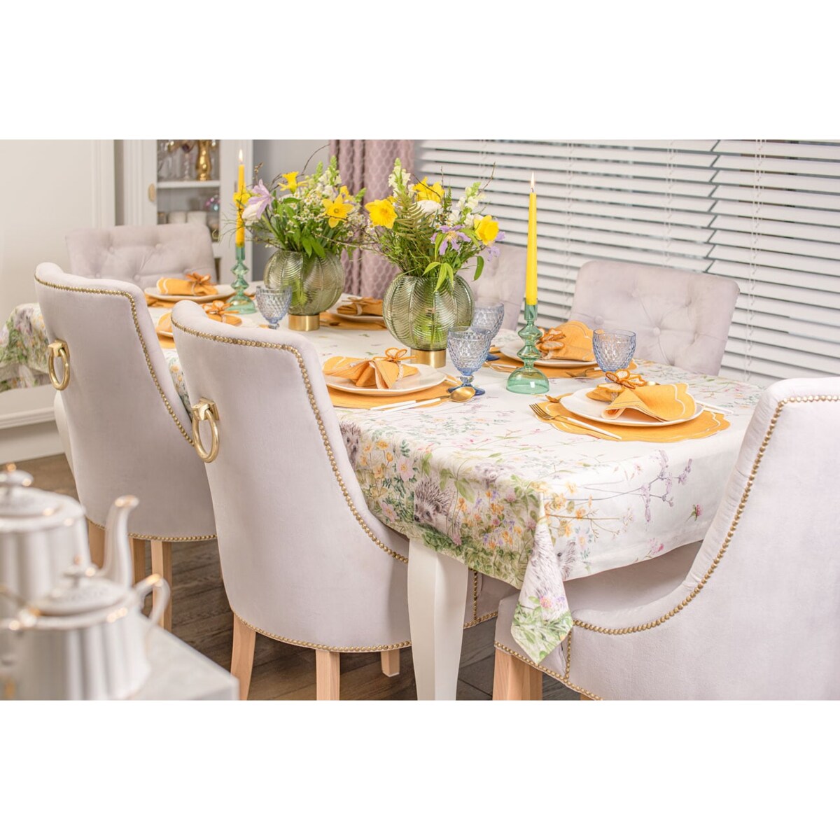 Haftowane serwetki Yellow Petali - 6 sztuk