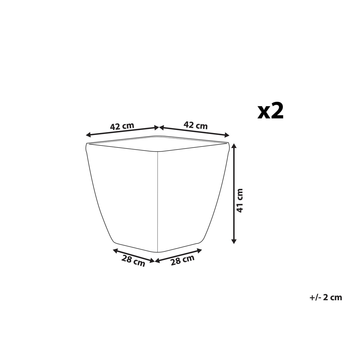 Zestaw 2 doniczek 42 x 42 x 41 cm srebrna ASTRAS