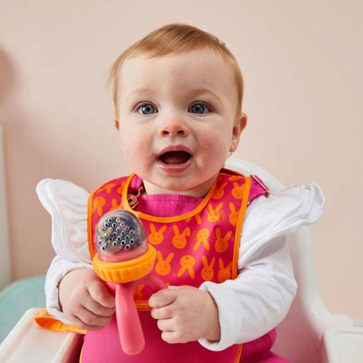 Gryzak dla niemowlaka 5m+ do podawania owoców i pokarmu Strawberry Shake b.box