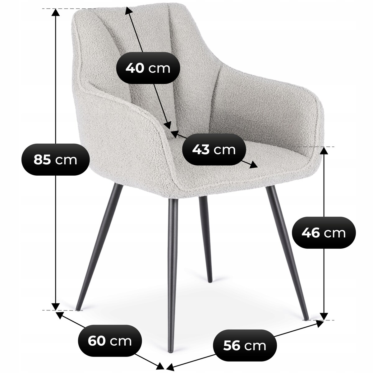 Krzesło Tapicerowane Do Salonu Jadalni Kuchenne Baranek Teddy Szary NAWARA