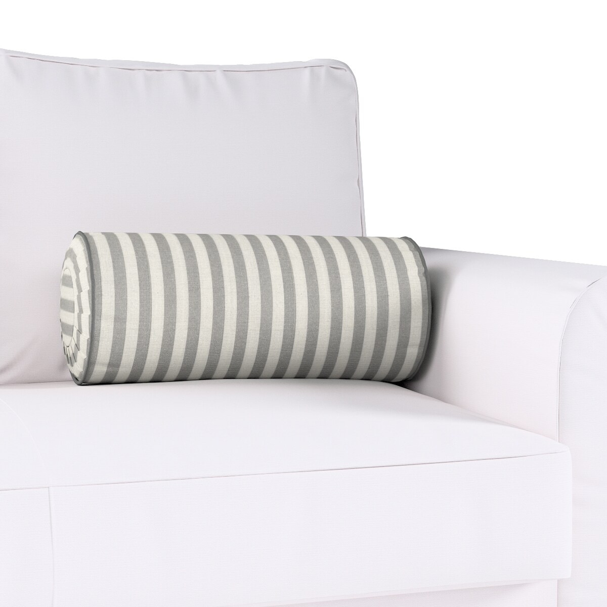 Poduszka wałek z zakładkami, szaro-białe pasy (1,5cm), Ø20 x 50 cm, Quadro