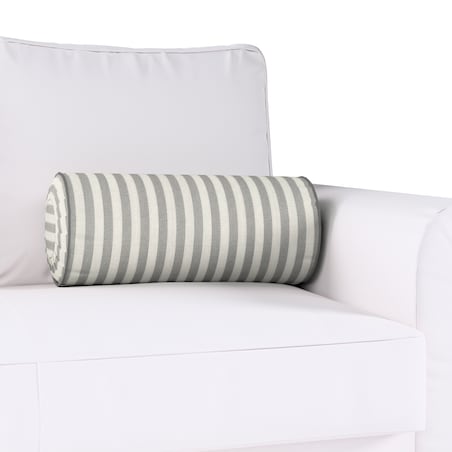 Poduszka wałek z zakładkami, szaro-białe pasy (1,5cm), Ø20 x 50 cm, Quadro