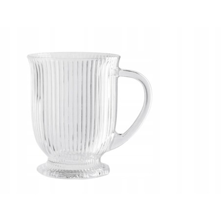 Szklanki wysokie Eleganckie na stopce do latte kubki W PRĄŻKI 500 ml 6szt